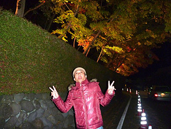 夜の紅葉ドライブ／松雲山荘（柏崎市）